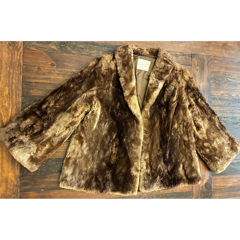 Vintage 70s House Of Furs Sacramento Faux Fur Car Coat Women's Size XL Old Money